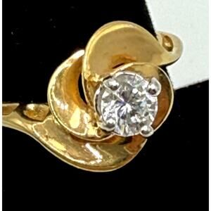 Vintage Park Lane Gold Tone Solitaire Ring • Sculptural Swirl Size ~6.5–6.75